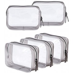 5 Packs Clear Toiletry Carry Pouch with Zipper Portable TSA Approved PVC Waterproof Cosmetic Bag for Vacation Travel Bathroom and Organizing 5 Large
