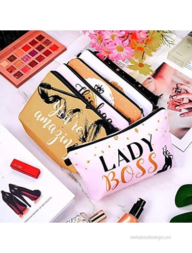 6 Pieces Makeup Bags Sloth Cosmetic Pouch Portable Zipper Toiletry Bag Sloth Printed Travel Pencil Bags for Women Golden Design
