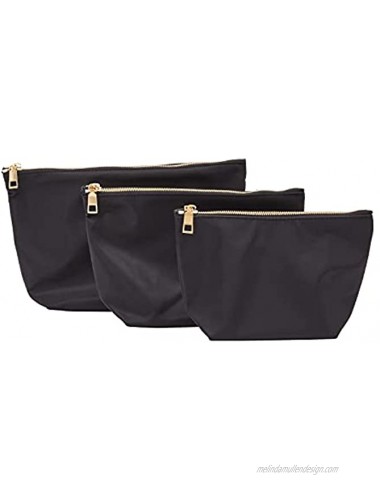 Black Nylon Makeup Bags in 3 Sizes Cosmetic Travel Pouches Set 3 Pieces