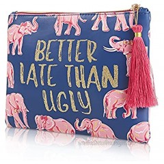 Cosmetic Bag for Women WOOMADA Fashionable Roomy Makeup Bags Clutch Elephant-Dark blue