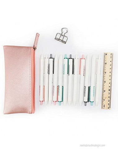 EONMIR PU Leather Pencil Cases Pouch Bag with Zipper,Small Simple Pencil Pouches Makeup Pouch Cosmetic Pouch Blue+Pink