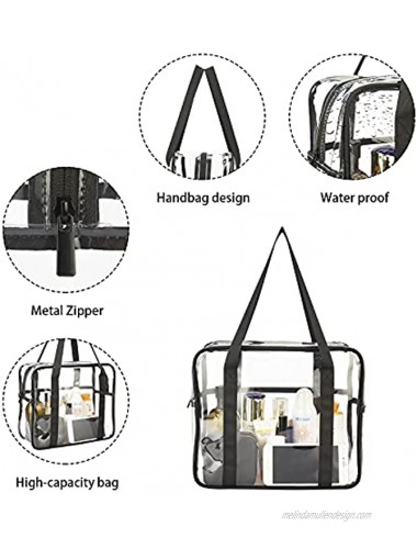 Extra Large Clear Cosmetic Makeup Bag Transparent PVC Tote Shoulder Bag Stadium Approved Waterproof Clear Toiletry Carry Pouch Makeup Artist Bag Diaper Bag Black