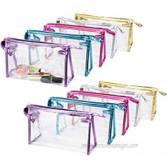 Hedume 10 Pcs Transparent Waterproof Cosmetic Bag PVC Clear Makeup Organizing Bags With Zipper Perfect for Bathroom Travel
