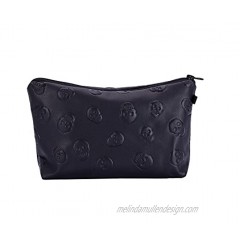 HOYOFO Stylish Makeup Pouch for Women Skull Make up Bag Small Cosmetic Bag for Purse Black Skull PU