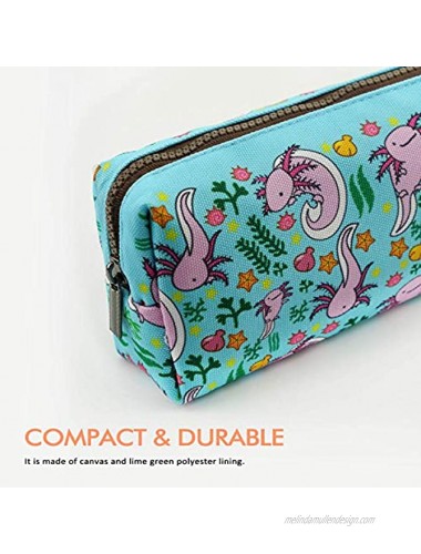 LParkin Axolotl Canvas Pencil Case Pen Bag Pouch Stationary Case Makeup Cosmetic Bag Gadget Bag Gift Kawaii Pencil Box
