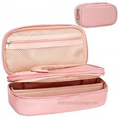 Relavel Makeup Bag Small Travel Cosmetic Bag for Women Girls Makeup Brushes Bag Portable 2 Layer Large Capacity Cosmetic Case Brush Storage Organizer Pouch Christmas Gifts Purse Waterproof Toiletry Bag Pink