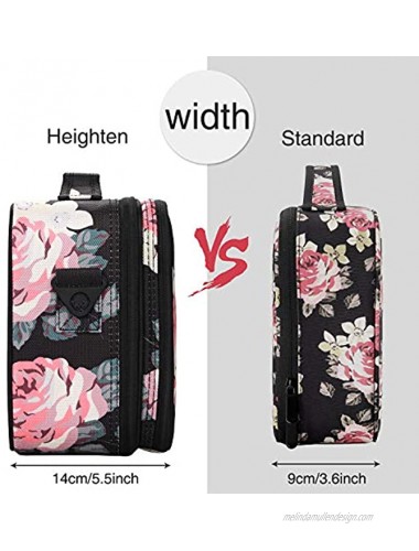 Relavel Travel Makeup Bag 2 Layer Heighten Makeup Train Case Cosmetic Storage and Organizer Box Portable Makeup Carrying Case with Shoulder Strap and Adjustable Dividers Peony Pattern