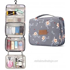 Toiletry Bag for Women Large Hanging Travel Makeup Bag Water-resistant for Toiletries Cosmetics Brushes Gray