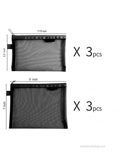 Topfinder Clear Cosmetic Bags Zip Makeup Mesh Bags Pencil Case Pouch Travel Toiletry Kit Set Storage Case 6A+5A3 Black