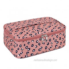 Travel Makeup Bag Large Cosmetic Bag Make up Case Organizer for Women and Girls Leopard