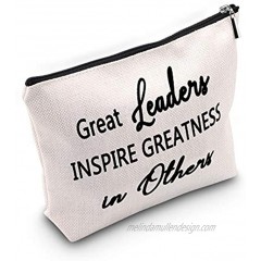 TSOTMO Boss Gift Boss Appreciation Gifts Colleague Leaving Retirement Great Leaders Inspire Greatness in Others Makeup Bag Women Cosmetic Bags Travel Pouches Toiletry Bag Cases Great Leaders
