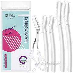DUAIU Eyebrow Razor Facial Hair Remover and Trimmer Eyebrow Scissors for Peach Fuzz Hair Multipurpose Face Grooming Tools Funky Colors Pack of 5