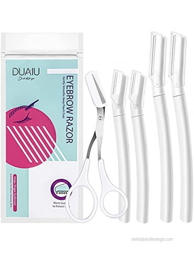 DUAIU Eyebrow Razor Facial Hair Remover and Trimmer Eyebrow Scissors for Peach Fuzz Hair Multipurpose Face Grooming Tools Funky Colors Pack of 5