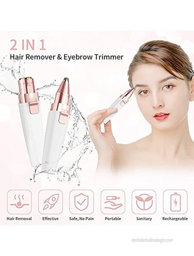 Eyebrow Hair Trimmer Clippers Rechargeable Facial Hair Remover 2 in 1 Eyebrow Razor and Painless Facial Hair Remover Eyebrow Lips Body Facial Hair Removal for Women