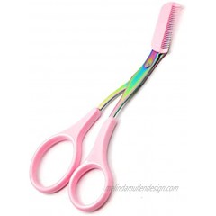 Eyebrow Trimmer Scissor with Comb Facial Hair Removal Grooming Shaping Shaver Cosmetic Makeup Accessories Pink Titanium Color