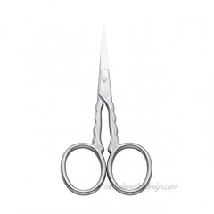 Yutoner Eyebrow and Nose Hair Safety Curved Scissors 3.7 Inch Stainless Steel Professional Facial Hair Beard Eyelashes Eyebrow and Moustache Scissors Trimmer 3.5 Inch Silver