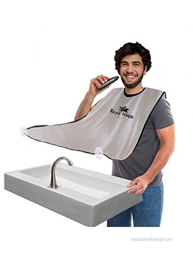 Beard Apron I Hair Clippings Catcher with Bag I Grooming Cape Apron I Beard Catcher for Shaving I White Non-Stick Beard Cape for Trimming I Perfect Gift For Men I