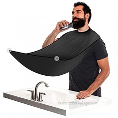 Beard Bib Apron Beard Catcher for Shaving and Trimming Grooming Cape Waterproof Included 2 Strong Suction Cups Best Beard Trimming Gift for Men-Black-One Size Fits All-Static & Stick Free Fabric