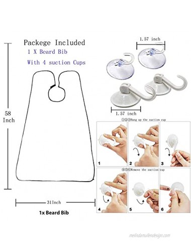 Beard Bib Apron Beard Catcher Men's Grooming Cape For Shaping and Trimming Waterproof and hands-free suction cup trimming beard apron for Men-WhiteTwo pairs of suction cups）