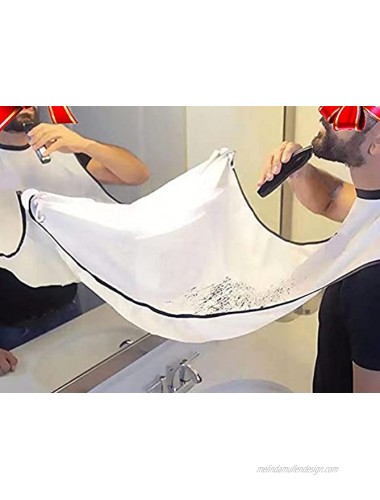Beard Bib Apron Beard Catcher Men's Grooming Cape For Shaping and Trimming Waterproof and hands-free suction cup trimming beard apron for Men-WhiteTwo pairs of suction cups）