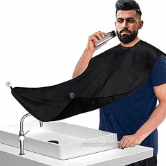 Beard Bib Beard Apron Beard Hair Catcher for Men Shaving & Trimming Waterproof and Non-Stick Hair Catcher Grooming Cloth with 2 Suction Cups Adjustable Neck Straps Best Gift for Dad- black