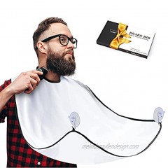 Beard Bib Beard Catcher Men's Non-Stick Material Beard Apron for Styling and Trimming One Size Fits Everyone White