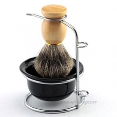 Father or Men's Shaving Gift Set Stainless Steel Shaving Brush Razor Stand Holder Shaving Bowl Mug Set and Pure Badger Hair Shaving Brush Style 1