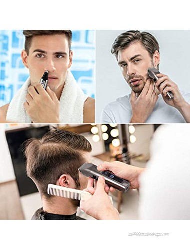 Hatteker Mens Hair Trimmer Clipper Cordless Beard Trimmer Ear Nose Hair Trimmer Professional Haircut & Grooming Kit For Men Waterproof