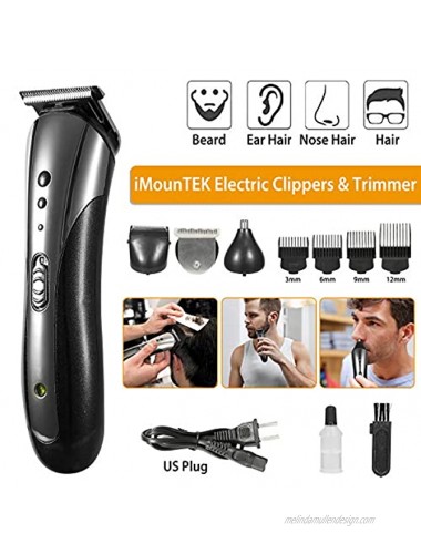 iMounTEK All-in-1 Multi Grooming Kit for Men Cordless Rechargeable Electric Hair Clippers Beard & Mustache Trimmer Nose Ear Facial Hair Trimmer Electric Shaver & Hair Cutting Kit with Guide Combs
