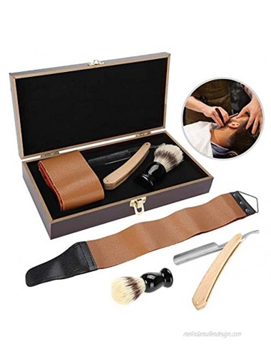 Professional Manual Razor 3Pcs set Shaver Kit Professional Barber Straight Edge Razor Beard Brush Shaving Strop Wooden Box Gift Set.