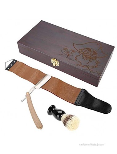 Professional Manual Razor 3Pcs set Shaver Kit Professional Barber Straight Edge Razor Beard Brush Shaving Strop Wooden Box Gift Set.