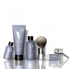 Shaving Kit for Men by Bevel Starter Shave Kit Includes Safety Razor Shaving Brush Shave Creams Oil Balm and 20 Blades. Clinically Tested to Help Prevent Razor Bumps