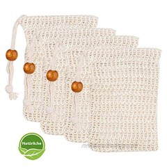 4 Pack Natural Soap Bag Soap Holder Soap Bag with Drawstring Mesh Soap Saver Pouch for Bathroom M