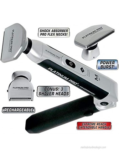 PLATINUM PRO by MANGROOMER New Back Hair Shaver Complete Foil Attachment Head with Shock Absorber Flexing Neck for Smooth Shaving!