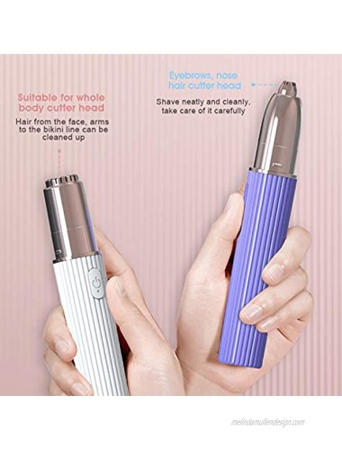 Rechargeable Eyebrow Trimmer & Facial Hair Remover for Women 2 in 1 Eyebrow Razor and Painless Hair Remover Eyebrow Lips Body Facial Hair Removal for Women Purple…