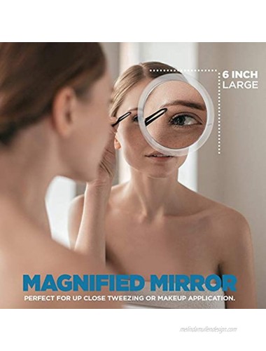 15X Magnifying Mirror & Slant Tweezers Set Makeup Application & Eyebrow Removal Essentials | Round Mirror With 3 Suction Cups & Stainless Steel Slant Tip Tweezer Use for Makeup Application 6 Inch