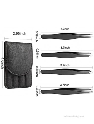 4 in 1 Ingrown Hair Removal Kit Professional 4 pieces Tweezers for Women Premium Precision Tweezers Set for Removal Eyebrows and Facial Ingrown Hair Black Portable Size Stainless Steel