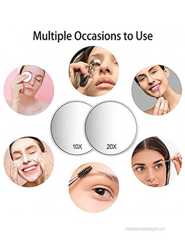Magnifying Mirror and Tweezers Kit Funtopia 10X & 20X Magnifying Makeup Mirrors with 2 Suction Cups Portable Magnifier Travel Set for Eyebrow Tweezing Blackhead Blemish Removal 3.5 Inch Mirror