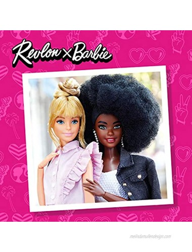 Revlon x Barbie Mini Tweezer Set Stainless Steel Hair Removal Makeup Tool includes Slant Tip & Pointed Tip Tweezers in Travel Case