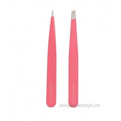 Soft Touch Slant and Point Stainless Steel Tweezers Coral