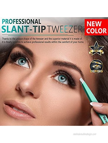 Tweezers for Women Slant Tweezers NEW COLOR Premium Tweezers Precision Professional Eyebrow Tweezers Durable Tweezer for Facial Hair Removal and Brow Shaping Perfect gift green