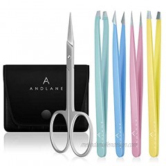 Tweezers Professional Stainless Steel 4-Piece Precision Tweezer for Men & Women Great for Facial Hair Removal Eyebrow Shaping Splinters & Ingrown with Facial Hair Scissor 4 Colors