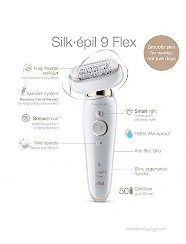 Braun Epilator Silk-épil 9 Flex 9-300 Beauty Set Facial Hair Removal for Women Shaver & Trimmer Cordless Rechargeable Wet & Dry FaceSpa