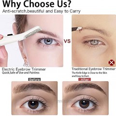 Eyebrow Hair Remover Electric Painless Eyebrow Trimmer for Women Includes 6 Replacement Heads Perfect Gift for Wife Girlfriends mom White Rose Gold