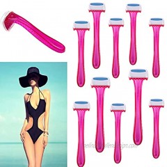 12 Count Disposable ​Ladies Razor Bikini Trimmer Travel Accessories for Women Durable Shaver Armpit Area Pubic Hair Removal Razors Beauty T-Type for Body Cosmetic ToolPink
