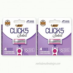 BIC Click 5 Soleil Women's Razor Refills with 5 Flexible Blades and Recyclable Box 2 Boxes of 4 Cartridges Total of 8