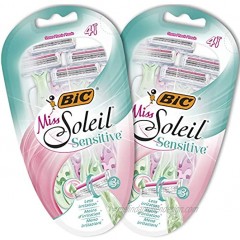 BIC Miss Soleil Sensitive Women's Razors Bundle of 2 Packs of 4