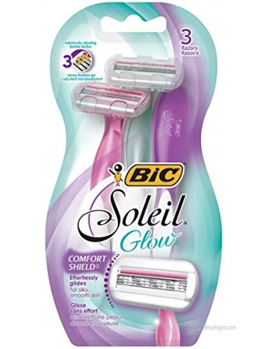 BIC Soleil Sensitive Women's Disposable Razor Triple Blade Count of 3 Razors With Aloe Vera for a Smooth Shave
