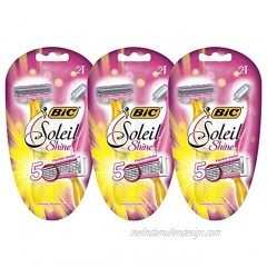 BIC Soleil Shine Women's 5-Blade Disposable Razor 2 Count Pack of 3 6 Razors