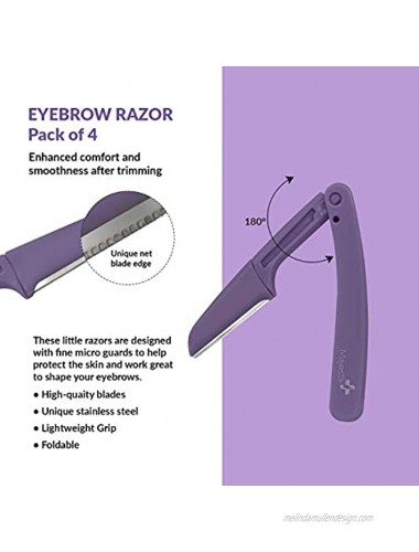 Eyebrow Razors Set of 4 Multipurpose Exfoliating Dermaplaning Tool Japanese Stainless Steel Blades Bikini Line Razor and Cheek Fuzz Facial Razor